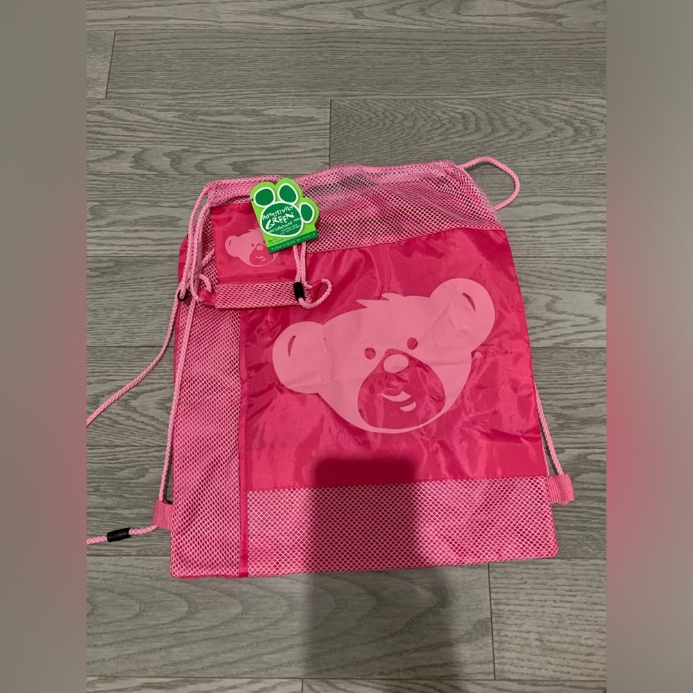 New Build-a-bear pink Drawstring Backpack with Mini bag